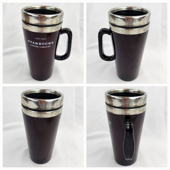 ☕️Vintage Starbucks Raspberry & Stainless Steel 16oz Travel Tumbler w/Handle - Picture 5 of 12